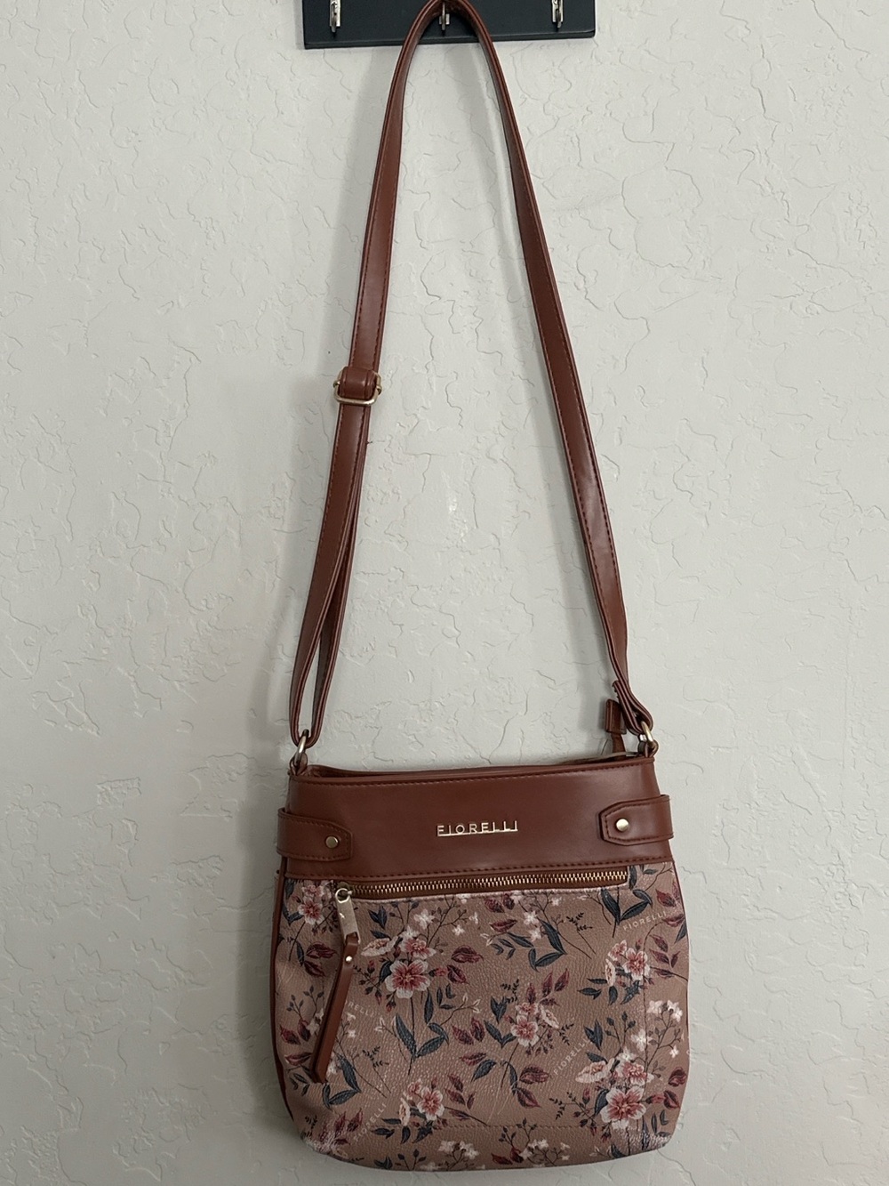 Brown Floral Crossbody Shoulder Bag